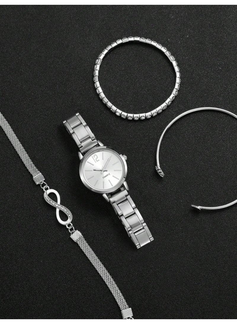 veya 4-Piece Women’s Casual Luxury Set (Quartz Watch & Bracelets) Made Of 14K Gold-Plated Stainless Steel - Image 1